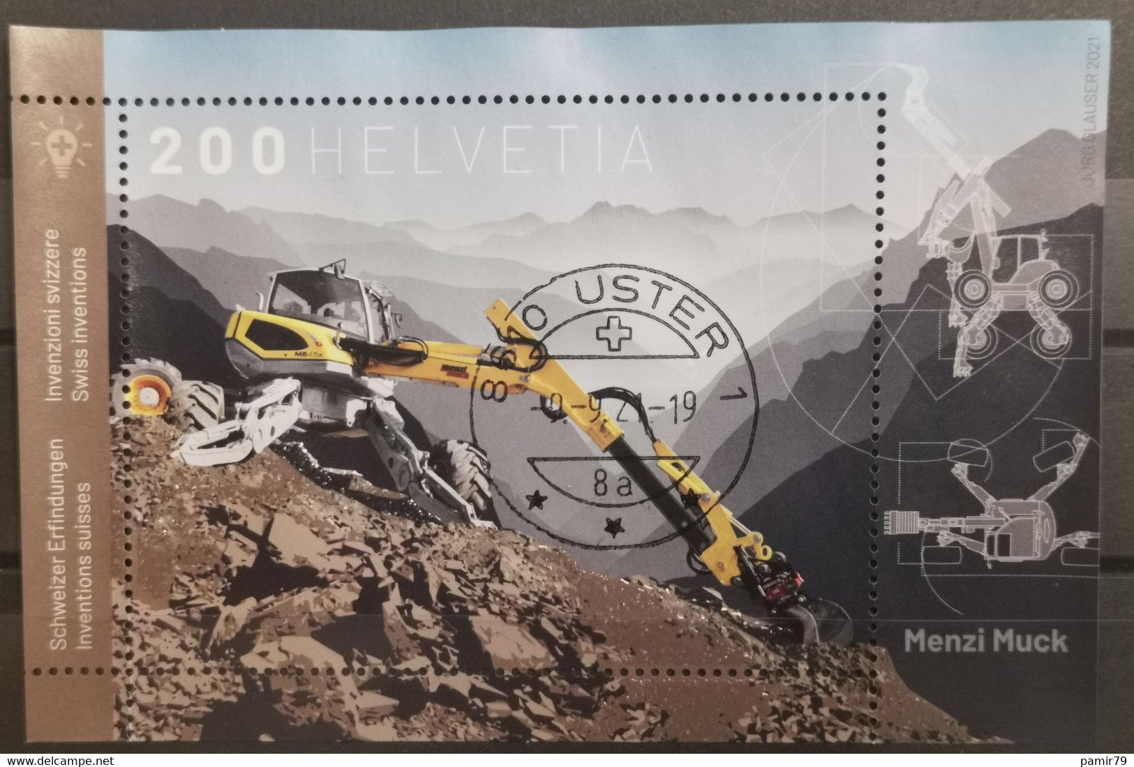 2021 Schweizer Erfindungen Menzi Muck TOP Vollstempel 8610 Uster Datum 9.9.2021 - Usados