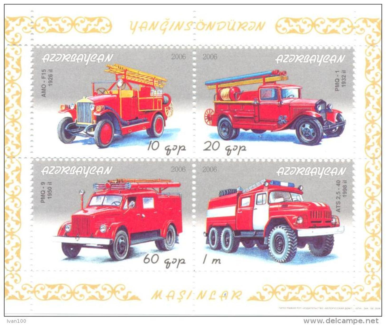 2006. Azerbaijan, Fire Cars, S/s, Mint/** - Azerbaïdjan