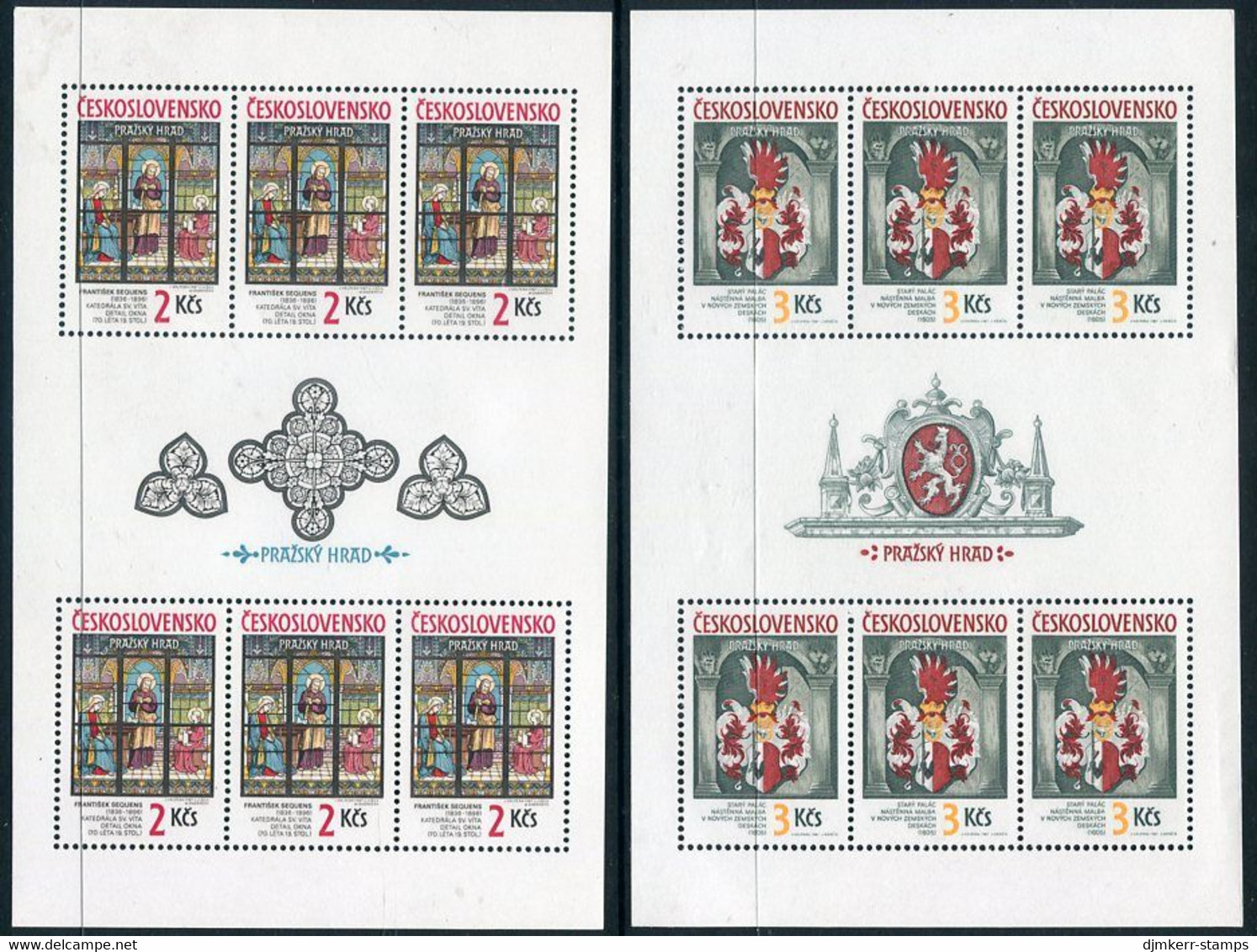 CZECHOSLOVAKIA 1987 Prague Castle Set Of 2 Values In Sheetlets MNH / **.    Michel 2909-10 - Blokken & Velletjes