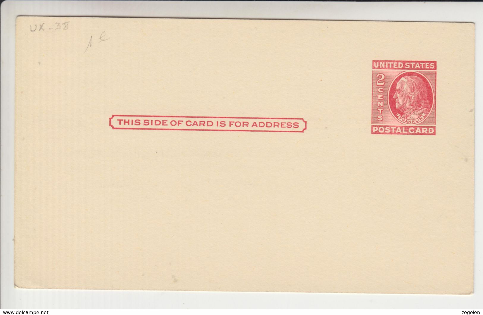 Verenigde Staten Scott-cataloog Postkaart UX38 Ongebruikt - Autres & Non Classés