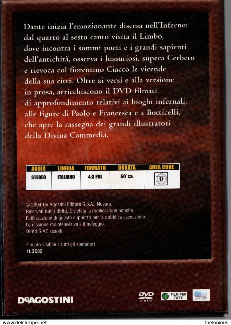 # DVD - La Divina Commedia - Inferno Canto IV V VI - DeAgostini 2 - Altri & Non Classificati