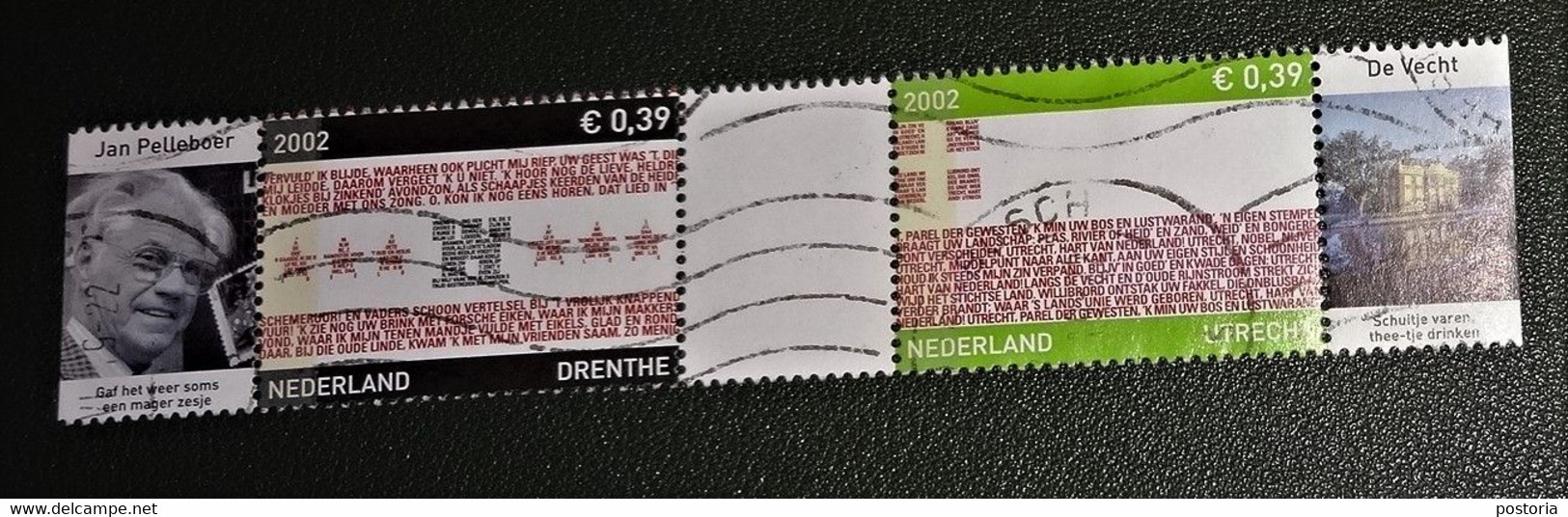 Nederland - NVPH - Paar 2066 En 2072 - 2002 - Gebruikt - Cancelled - Provincievlaggen - Drenthe - Utrecht - Tabs - Usati