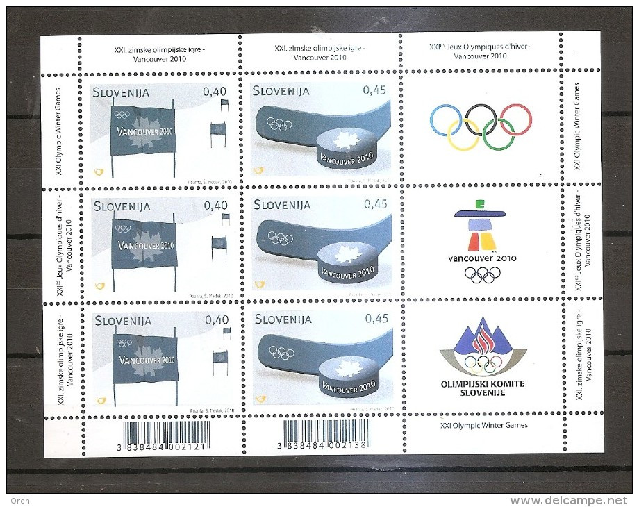 SLOVENIA 2010,OLYMPIC GAMES,MNH,SHEET - Winter 2010: Vancouver