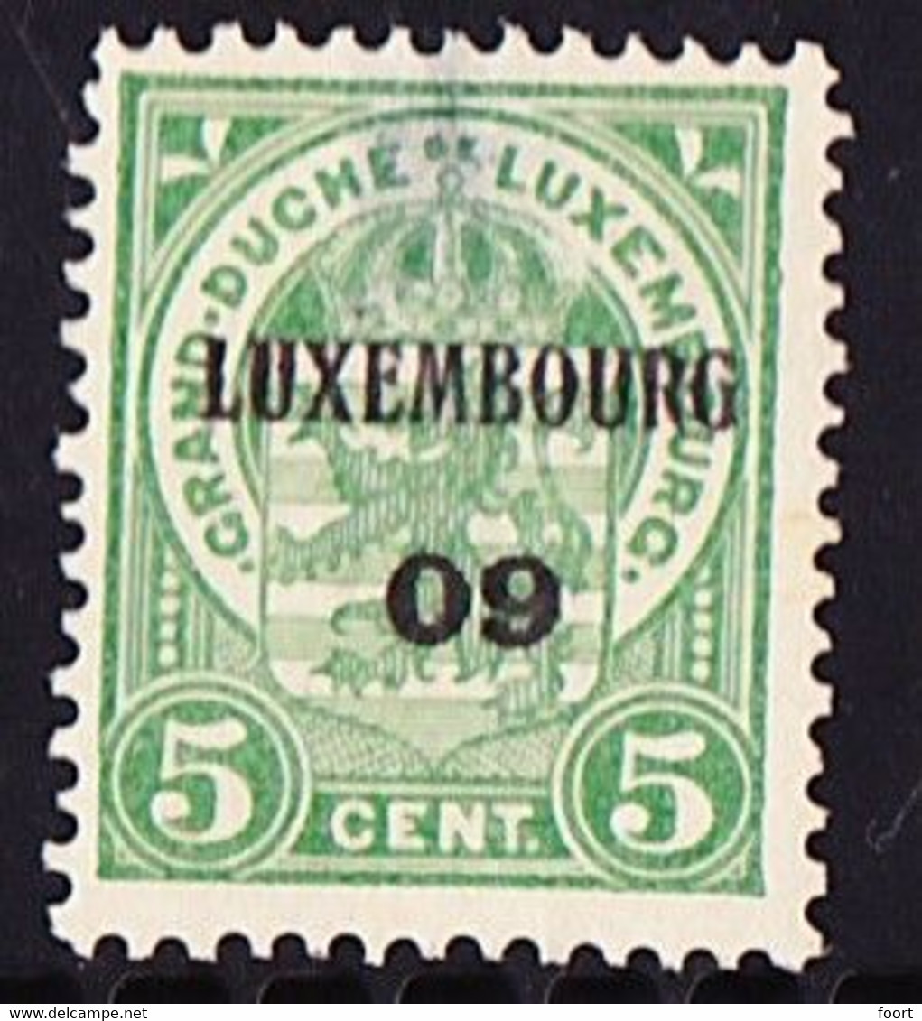 Luxembourg 1909 Prifix Nr. 64 Dunne Plek - Vorausentwertungen