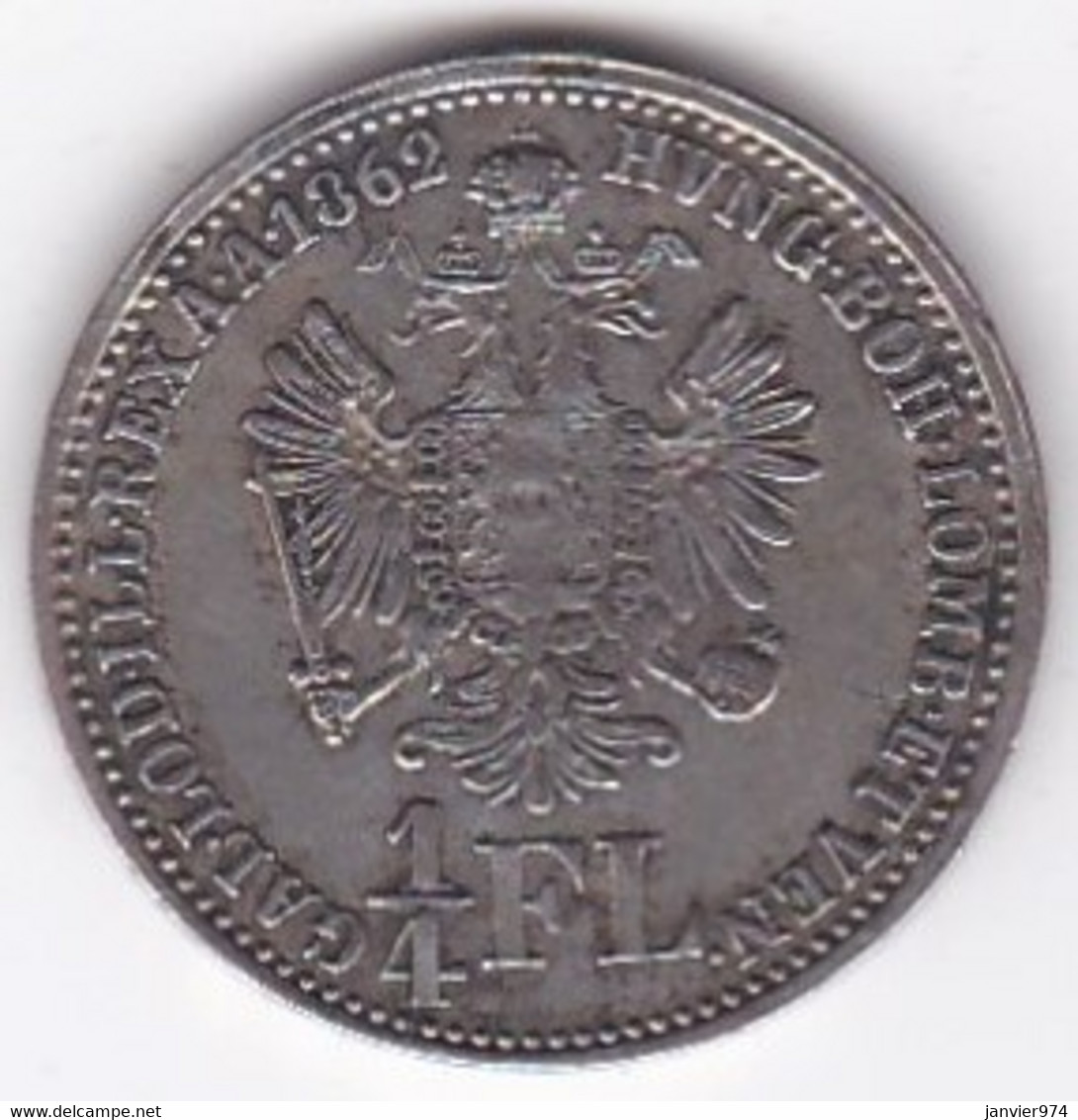 Autriche. 1/4 Florin 1862 A (Vienne). Franz Joseph I. En Argent . KM# 2214 - Austria