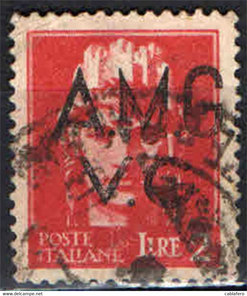TRIESTE AMG VG - 1945 - SERIE IMPERIALE 2 LIRE CARMINIO - USATO - Usati
