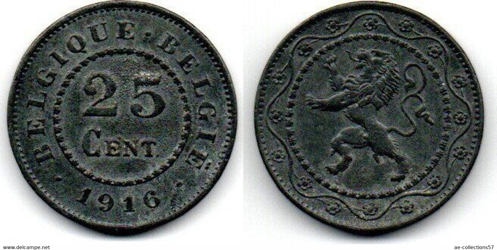 Belgique -  25 Centimes 1916 TTB - 25 Centimes