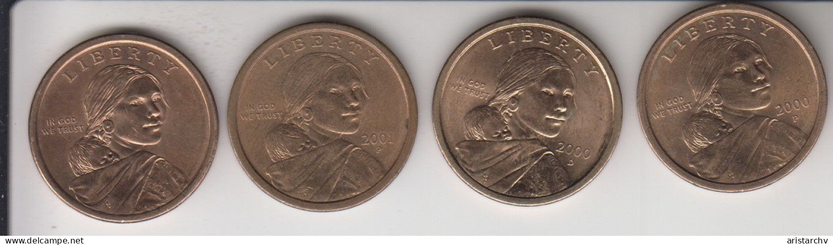 USA 2000 2001 1 $ DOLLAR SACAGAWEA EAGLE 4 DIFFERENT CIRCULATED COINS - 2000-…: Sacagawea