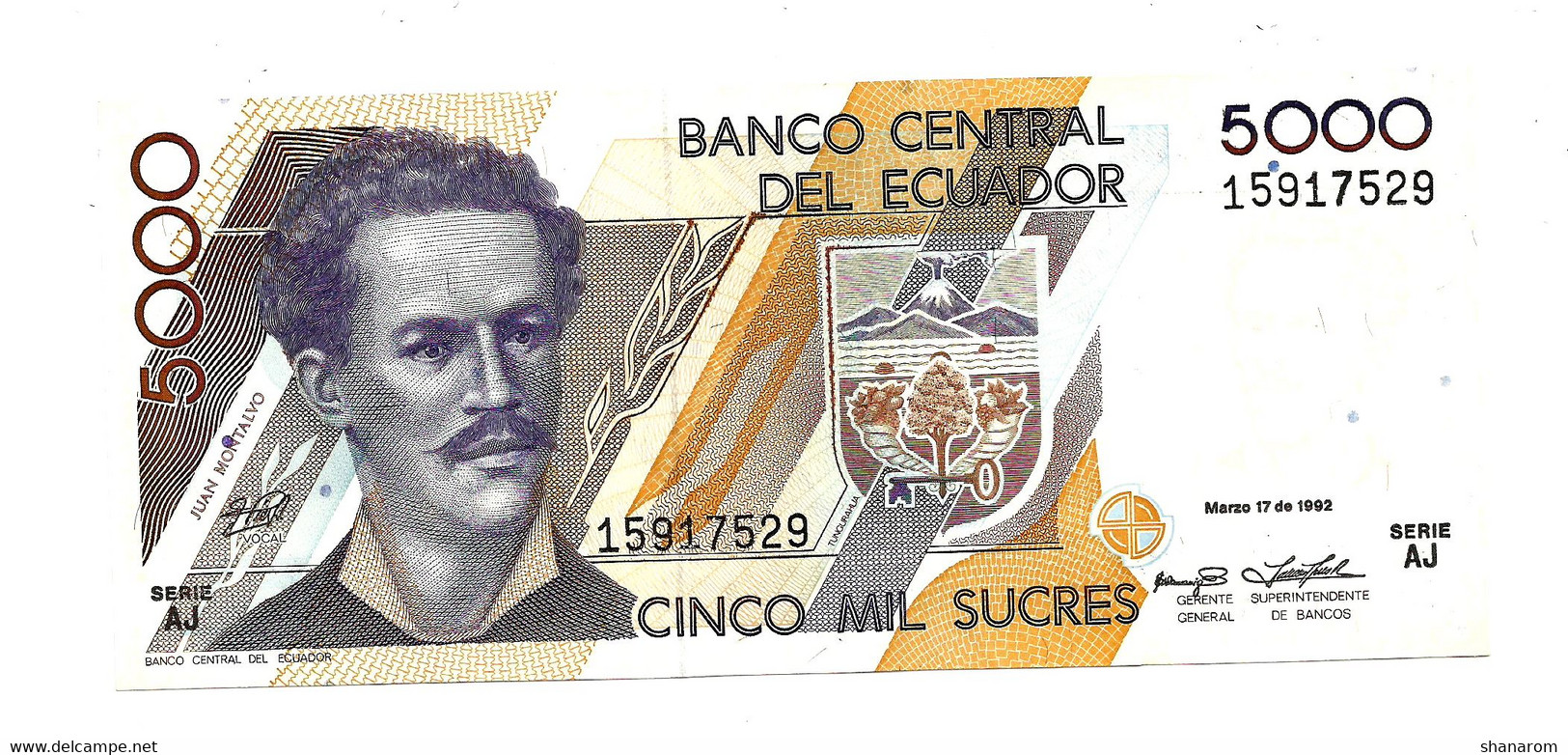 1992 // ECUADOR // CINCO MIL SUCRES // SPL / AU - Ecuador