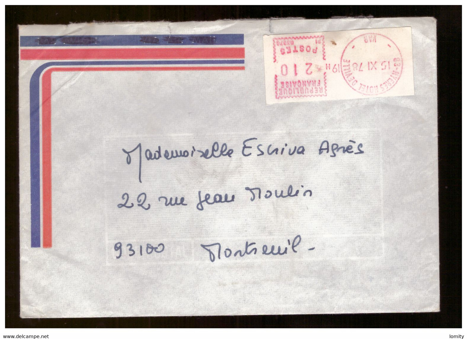 France 1978 Lettre Avec Vignette Affranchissement à 2,10 Hyeres Hotel De Ville Var - 1969 Montgeron – Papel Blanco – Frama/Satas