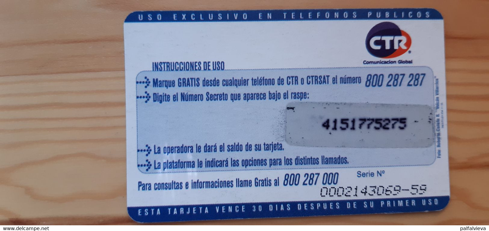 Prepaid Phonecard Chile CTR - Chile