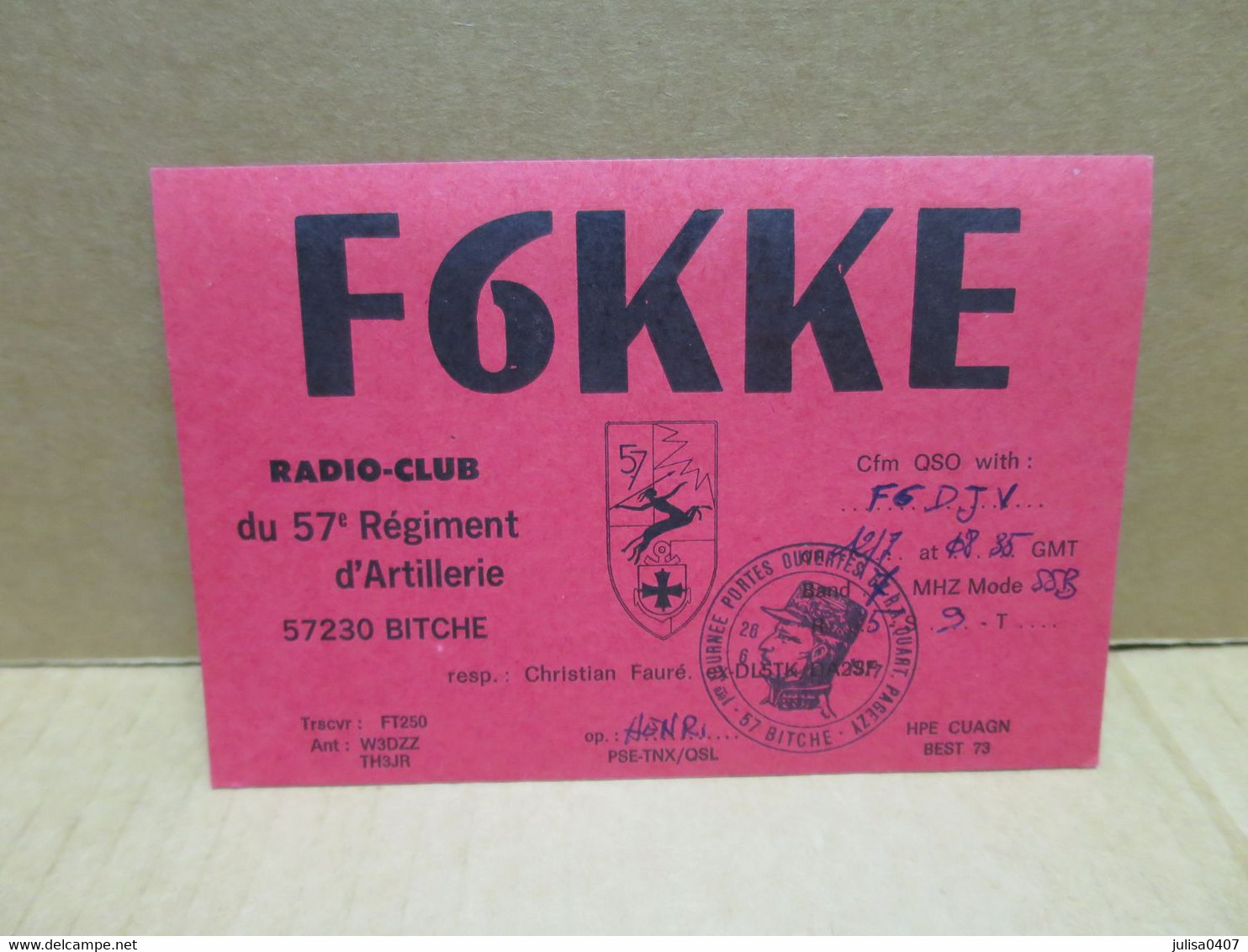 BITCHE (57) Carte Radio Amateur Illustrée 57ème Régiment D'Artillerie - Bitche