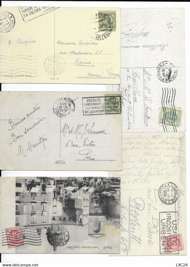 LOT OF 10 POSTCARDS WITH STAMP "VITTORIO EMANUELE III, E ORNAMENTI FLOREALI, 25C. VERDE + 75C. CARMINIO". 1926. - Lotti E Collezioni