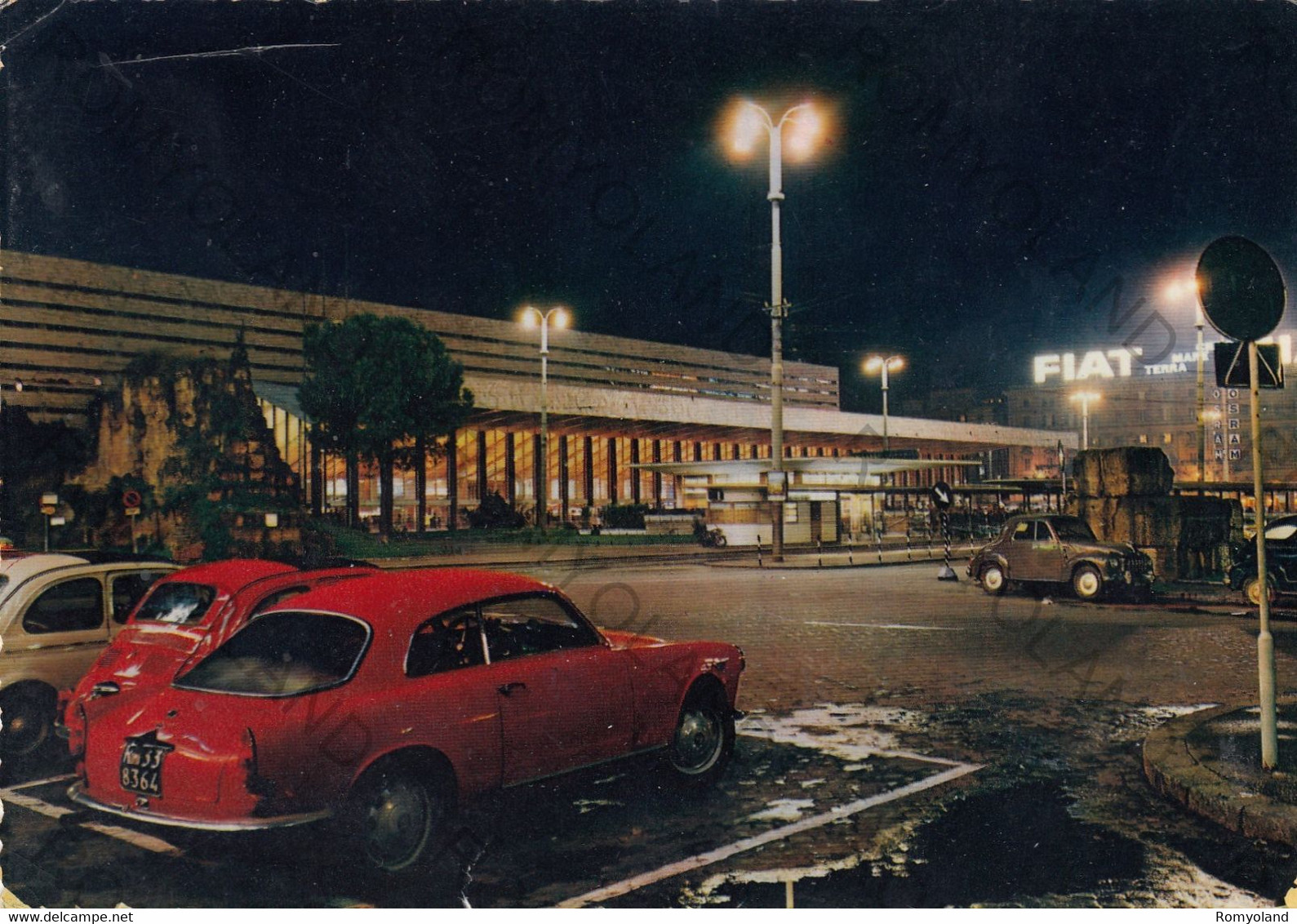 CARTOLINA  ROMA DI NOTTE,LAZIO,STAZIONE TERMINI,BELLA ITALIA,STORIA,MEMORIA,CULTURA,RELIGIONE,IMPERO,VIAGGIATA 1963 - Stazione Termini