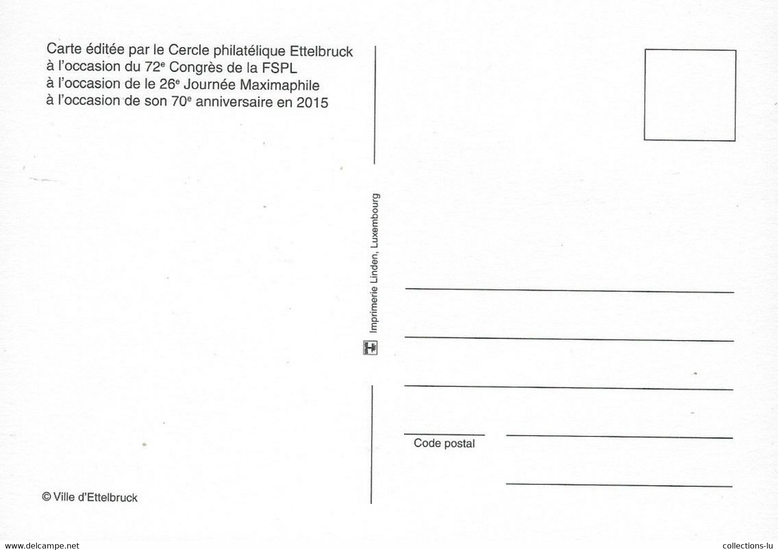 Luxembourg - Luxemburg - Carte Maximum  2018 - Carte éditée Par Le Cercle Philatélique Ettelbruck - Maximumkaarten