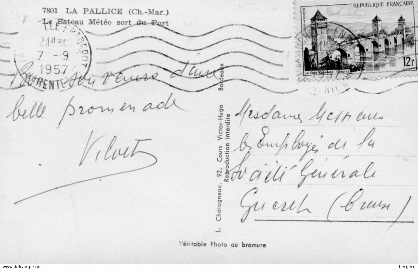 17. CPA - LA PALLICE -  Le Bateau Météo Le Verrier Sort Du Port -  1957 - Scan Du Verso - - Other & Unclassified