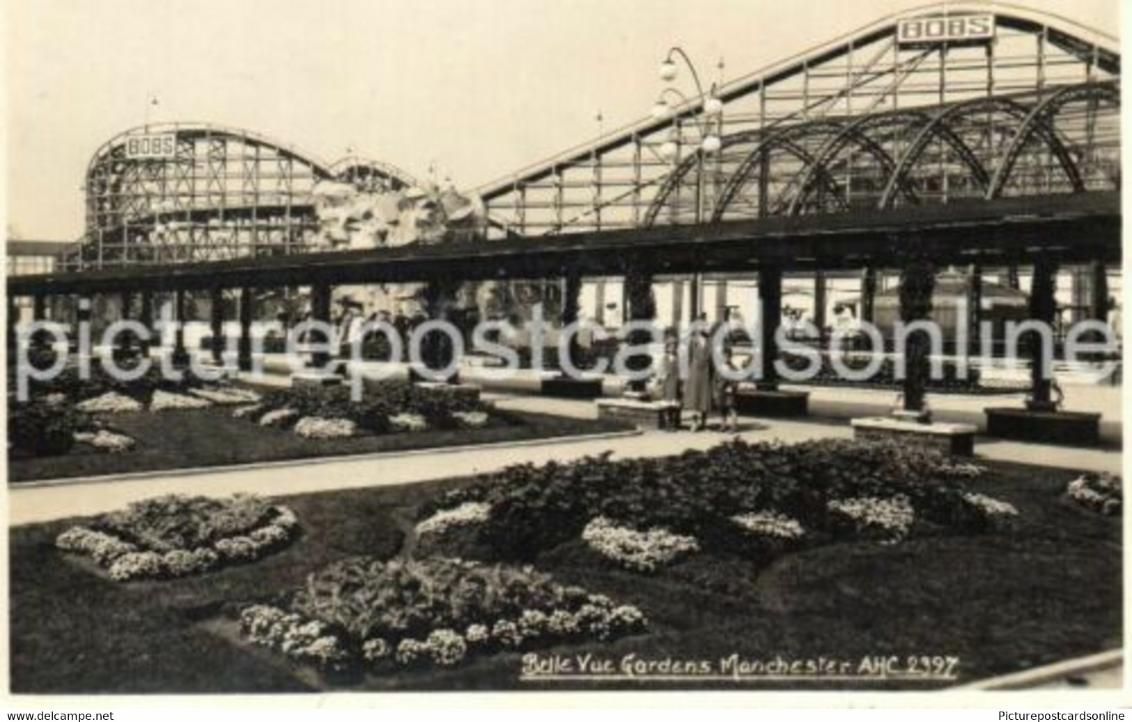 BELLE VUE GARDENS MANCHESTER OLD R/P POSTCARD SHOWING BOBS ROLLER COASTER LANCASHIRE - Manchester