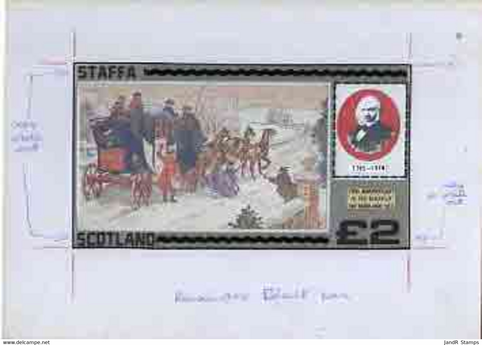 Staffa 1979 Rowland Hill (Mail Coach) - Original Artwork For Deluxe Sheet (£2 Value) Comprising Coloured Illustration On - Local Issues