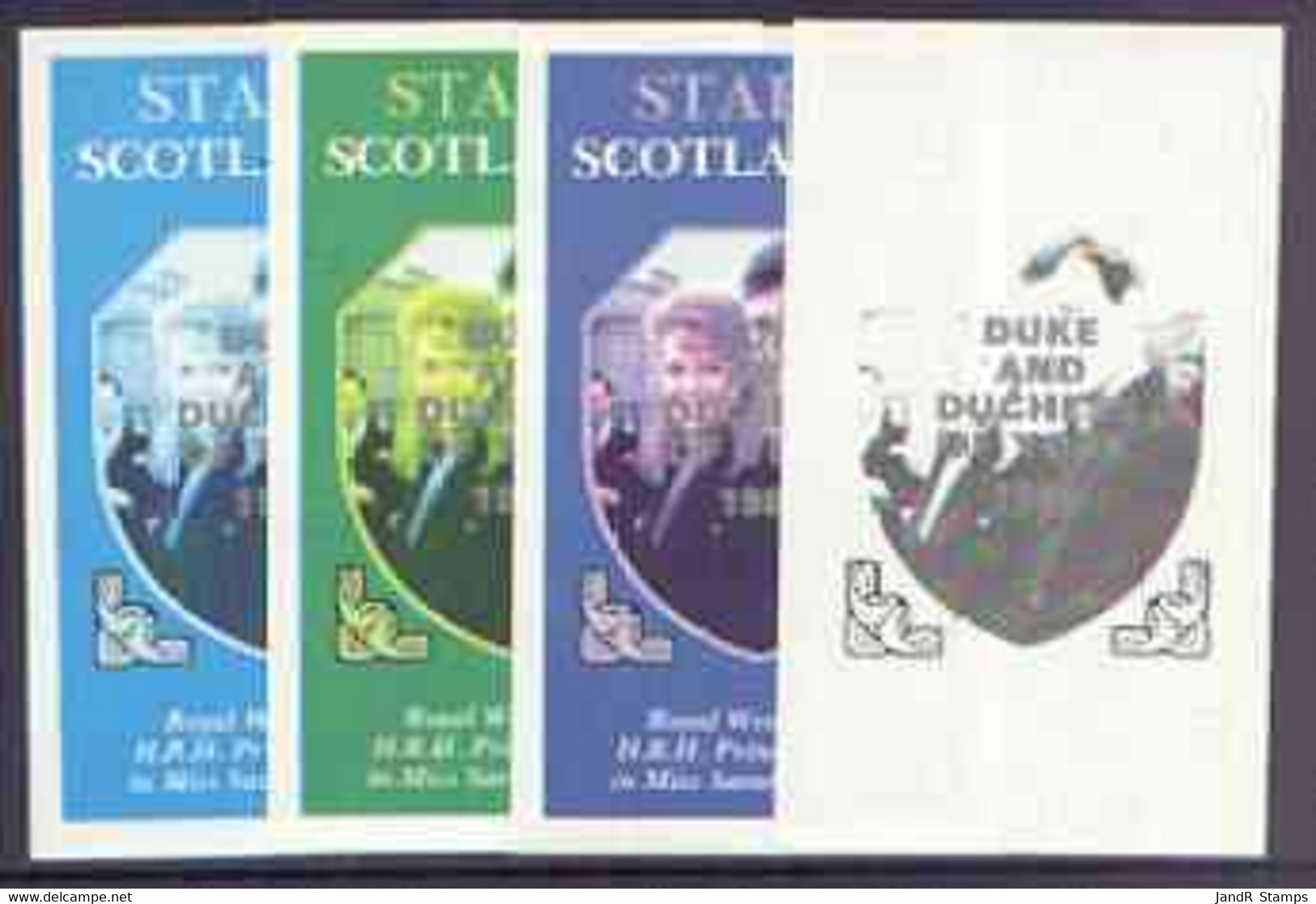 Staffa 1986 Royal Wedding Imperf Souvenir Sheet (£1 Value) Opt'd Duke & Duchess Of York In Silver, The Set Of 4 Progress - Local Issues