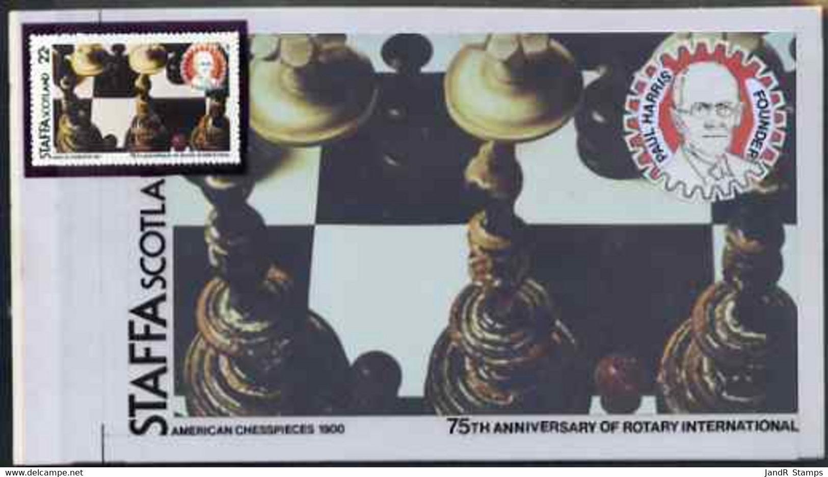 Staffa 1980 Chess Pieces (75th Anniversary Of Rotary International) - Original Composite Artwork For 22p Value Comprisin - Local Issues