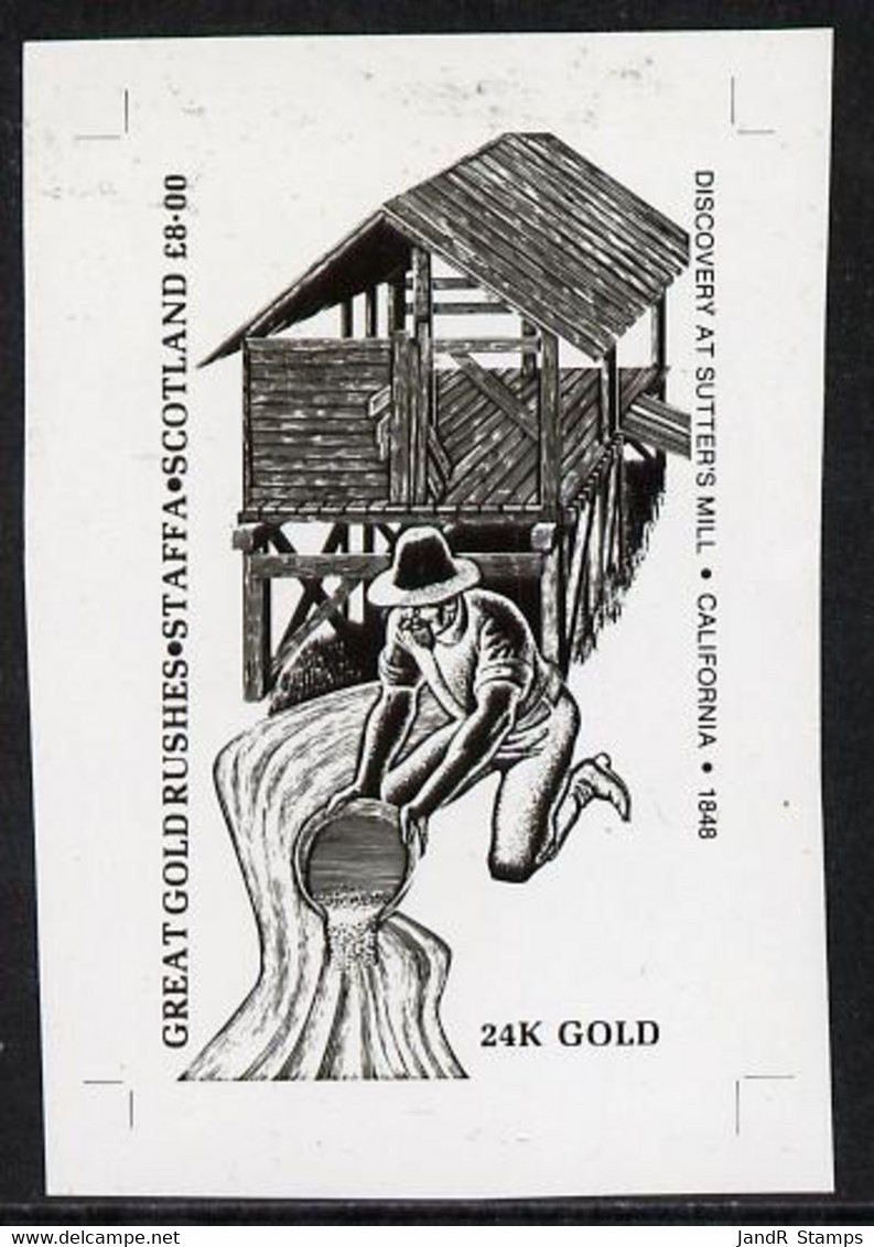 Staffa 1981 Great Gold Rushes £8 Duscovery At Sutter's Mill - B&W Bromide Proof Of Yssued Design As Rosen SF 1011 - Local Issues