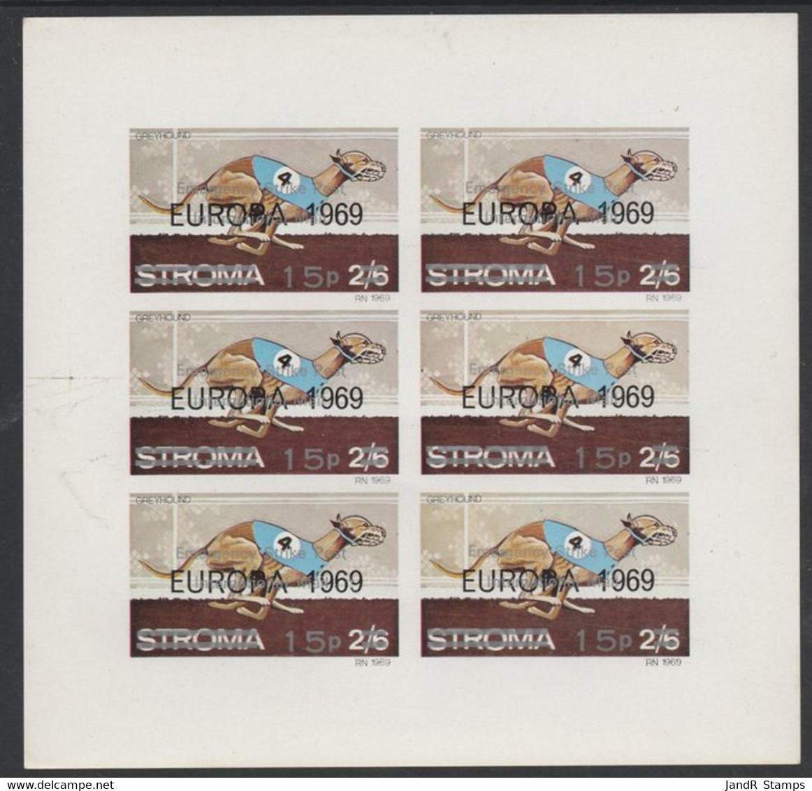 Stroma 1971 Dogs 15p On 2s6d (Greyhound)  Overprinted 'Emergency Strike Post' For Use On The British Mainland U/m Comple - Local Issues