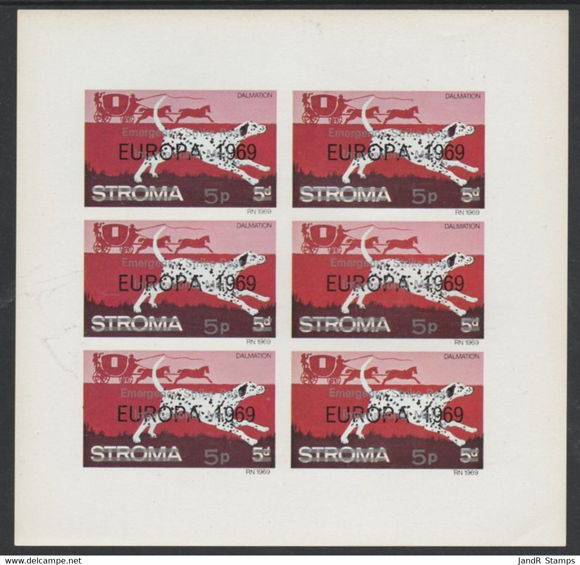 Stroma 1971 Dogs 5p On 5d (Dalmation) Overprinted 'Emergency Strike Post' For Use On The British Mainland U/m Complete I - Local Issues