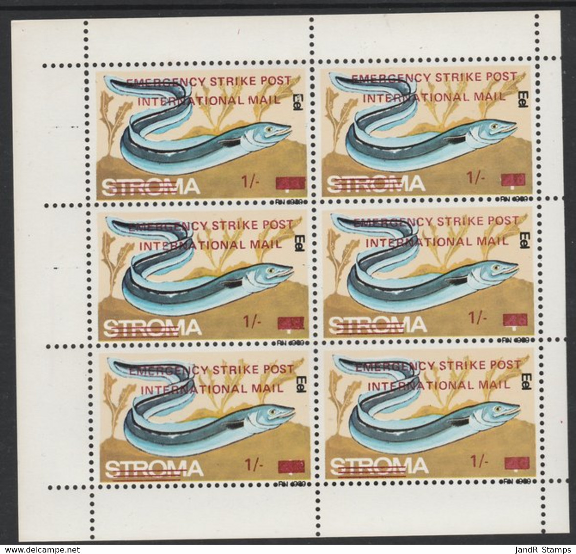 Stroma 1971 Fish 1s On 4d (Eel) Overprinted 'Emergency Strike Post' For Use On The British Mainland U/m In Complete Perf - Local Issues