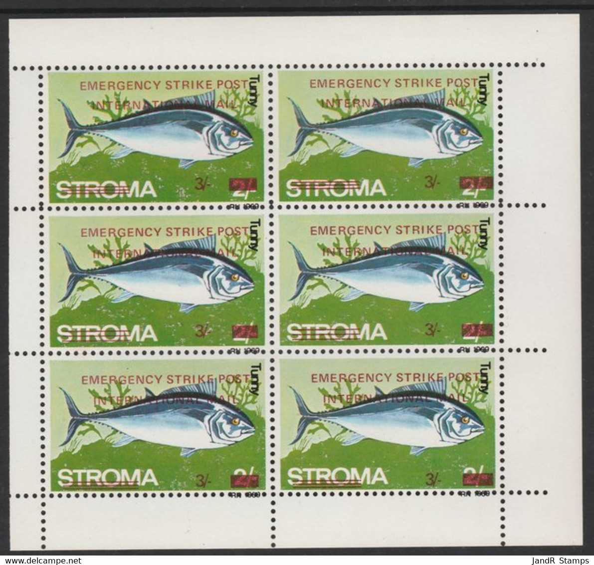 Stroma 1971 Fish 3s On 2s (Tunny) Overprinted 'Emergency Strike Post' For Use On The British Mainland U/m In Complete Pe - Local Issues