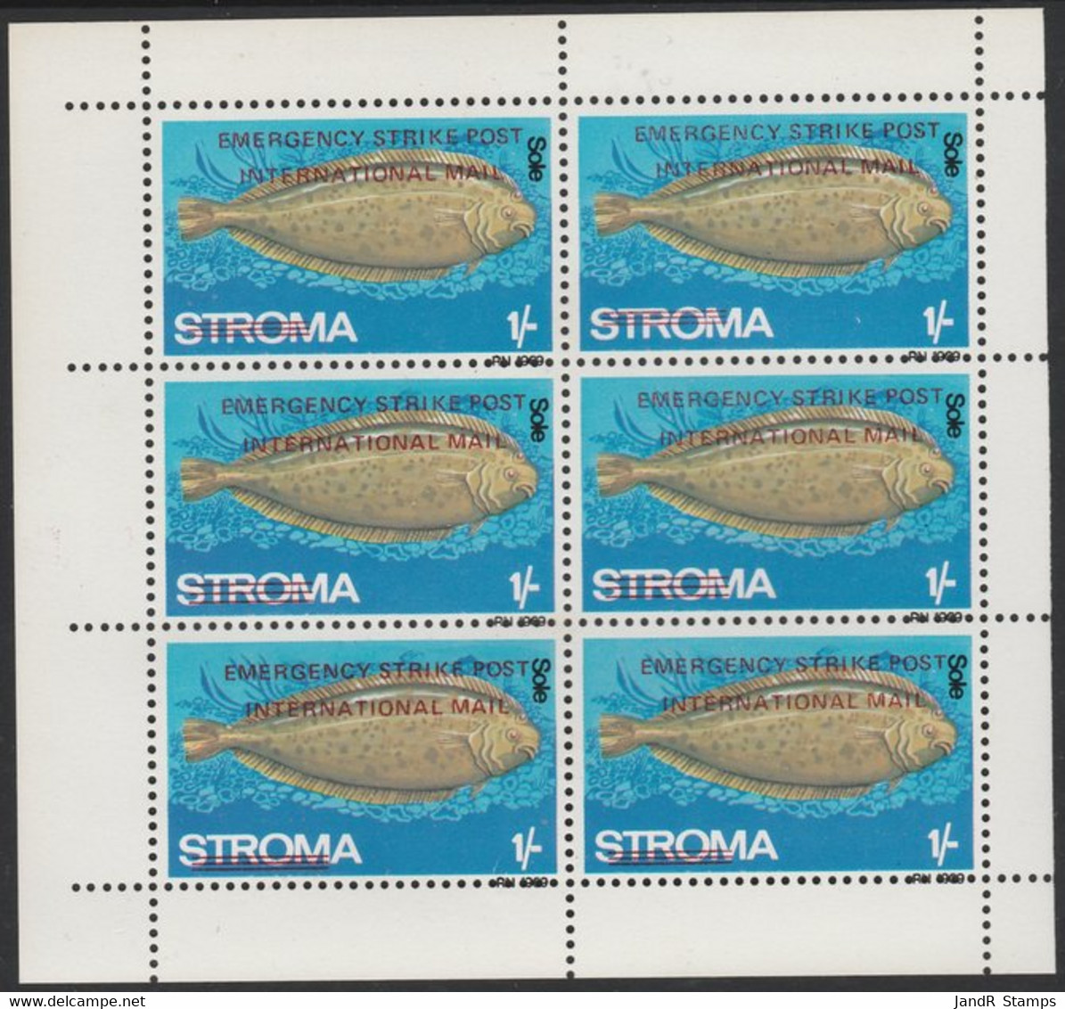 Stroma 1971 Fish 1s On 5d (Haddock) Overprinted 'Emergency Strike Post' For Use On The British Mainland U/m In Complete - Local Issues