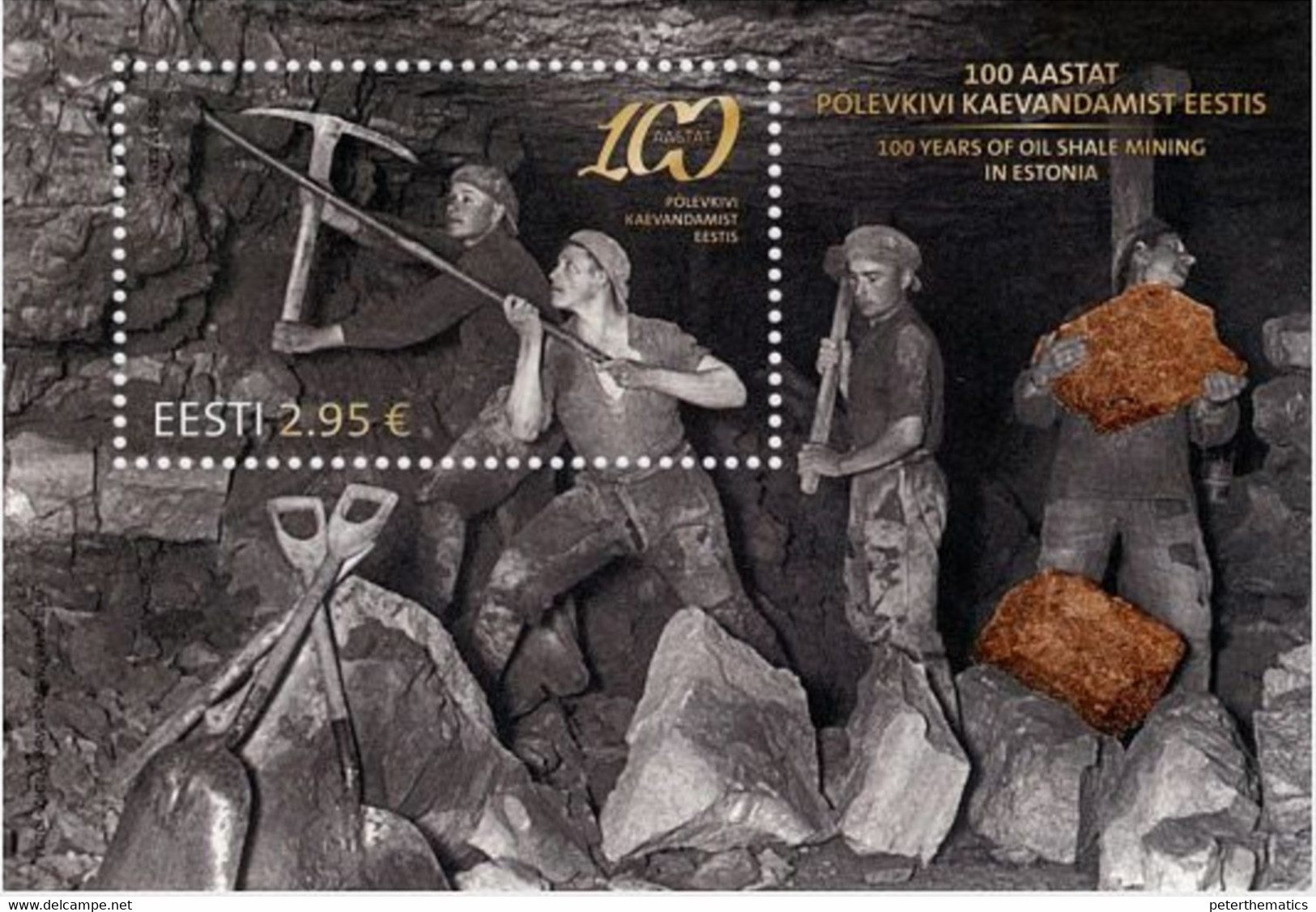 ESTONIA, 2016, MNH,MINING, 100 YEARS OF OIL SHALE MINING IN ESTONIA, S/SHEET - Minerali