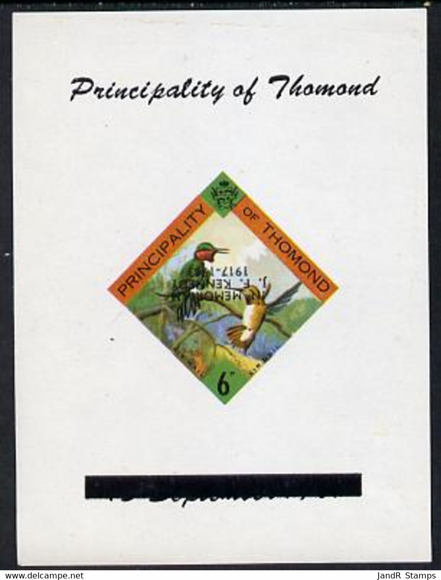 Thomond 1963 Humming Birds 6d (Diamond-shaped) Deluxe Sheet With 'In Memorium - J F Kennedy' Overprint Inverted U/m - Local Issues