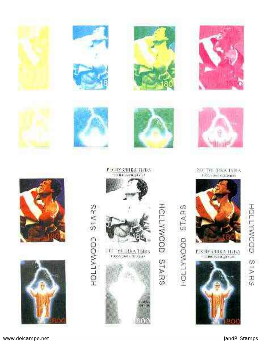 Touva 1995 Hollywood Stars #2 M/sheet 2 Values (S Stallone & Jack Nicholson) The Set Of 7 Imperf Progressive Colour Proo - Tuva