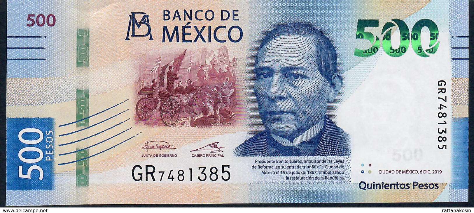 MEXICO NLP 500 Pesos 6.12.2019 Issued 2020  #GR     UNC. - Mexique