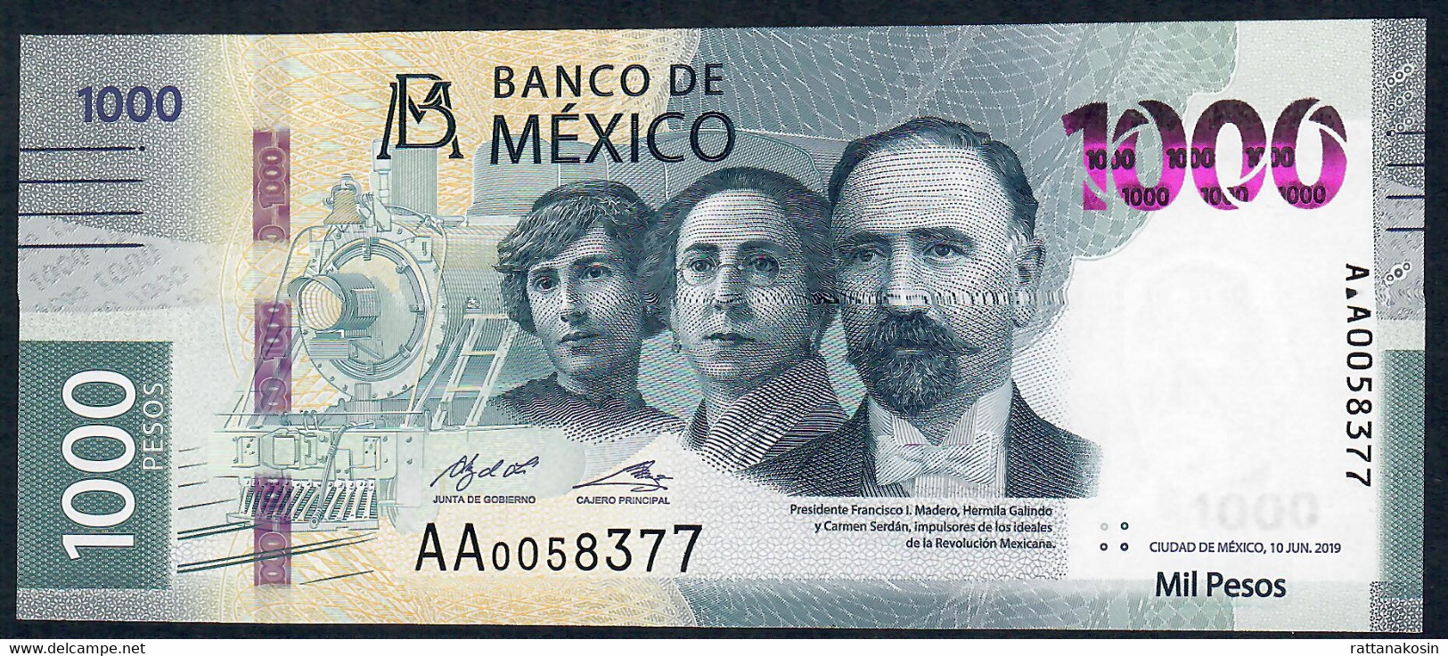 MEXICO NLP 1000 Pesos 10.6.2019 Issued 2020 #AA00——        UNC. - Mexique