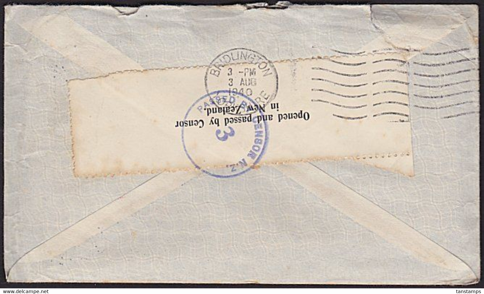NEW ZEALAND - ENGLAND WWII 6/3 AIRMAIL RATE USING 6s ARMS REVENUE PASSED BY CENSOR 3 FIRST FLIGHT COVER - Brieven En Documenten