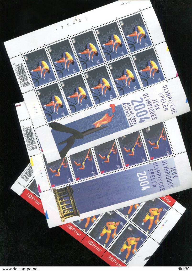 Belgie 2004 3303/05 Olympics Athens High Jump Cycling Basketball Volledig Vel MNH Plaatnummer 311 - Full Sheets And Panes