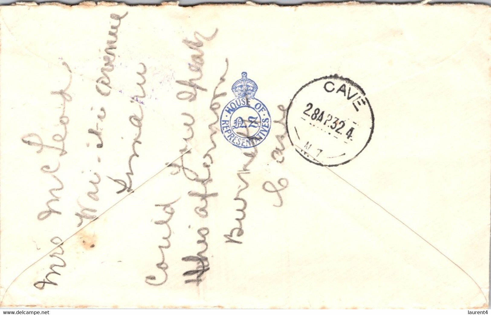 (3 A 18) New Zealand Postmark On Cover (1 Cover) No Stamps - House Of Representatives In Wellington - 1932 - Covers & Documents