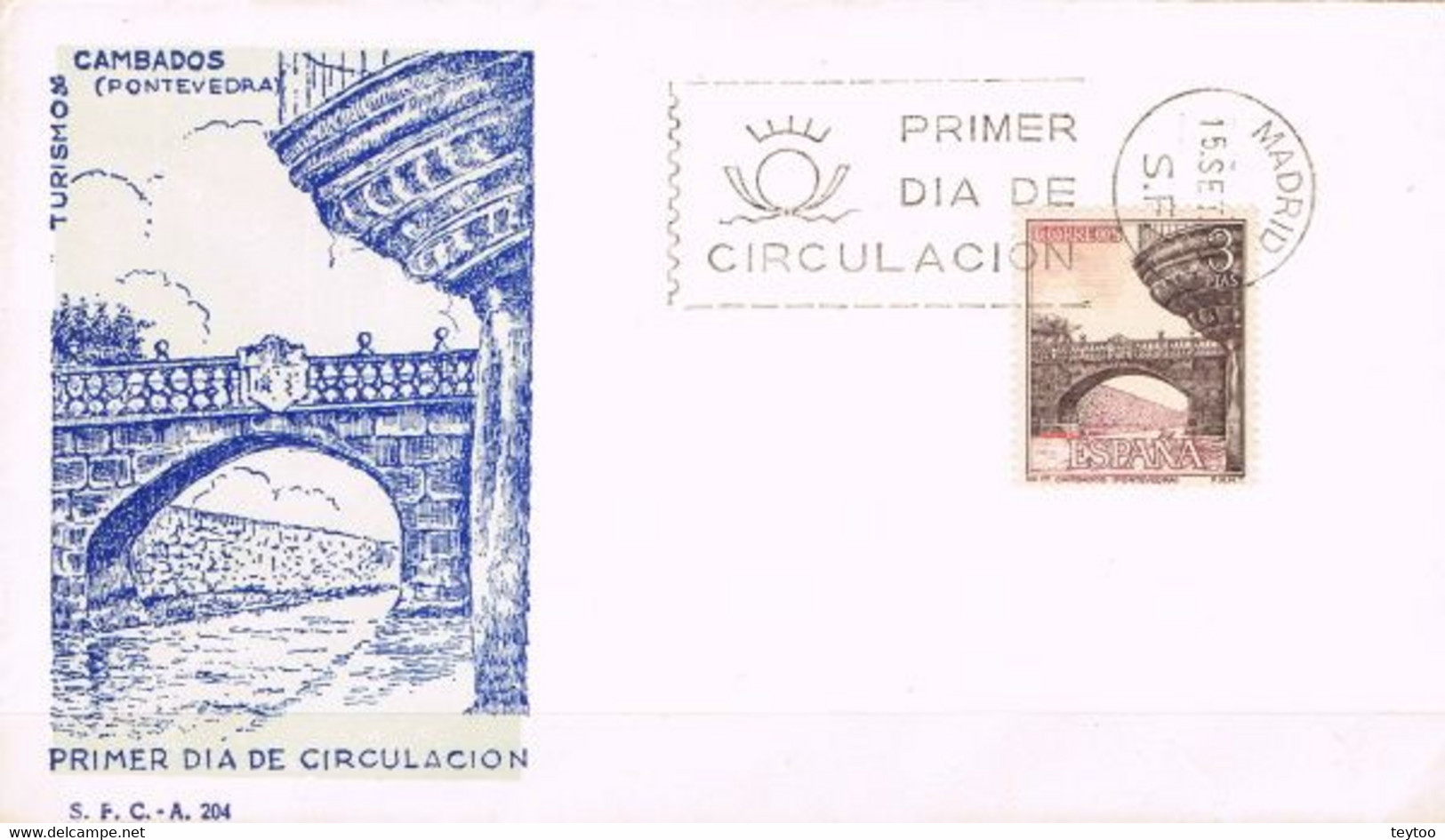 [C0565] España 1965, FDC Turismo. Puente De Cambados (NS) - FDC