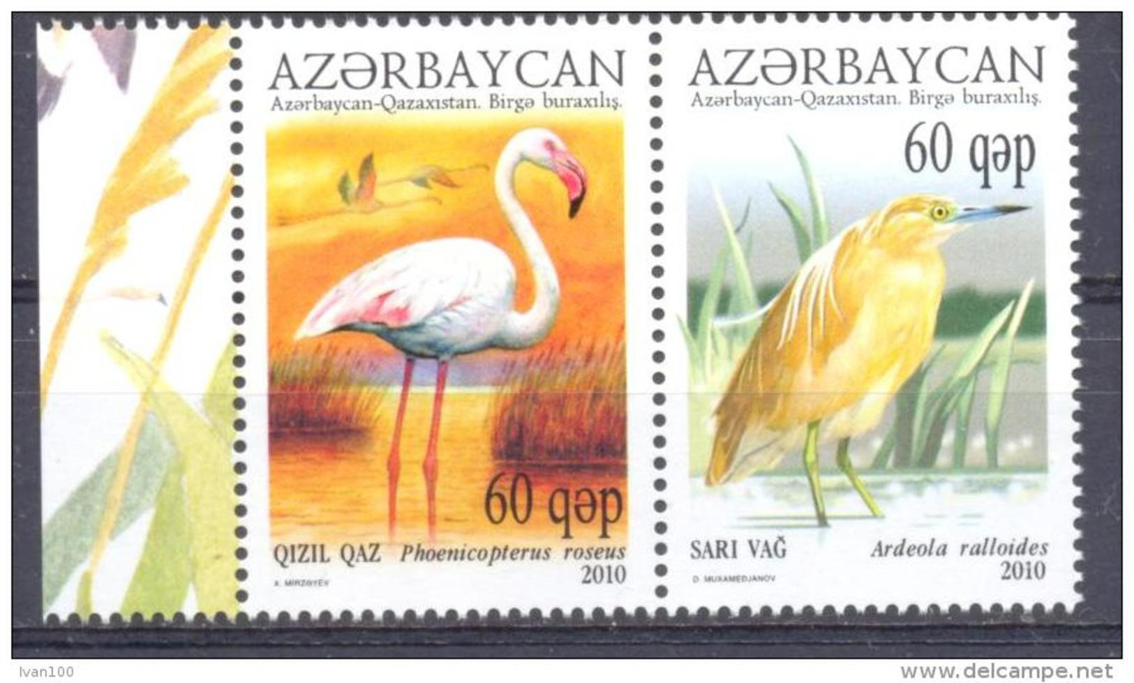 2010. Azerbaijan, Ecology Of Caspian Sea, Birds, 2v, Jont Issue With Kazakhstan, Mint/** - Azerbaïdjan
