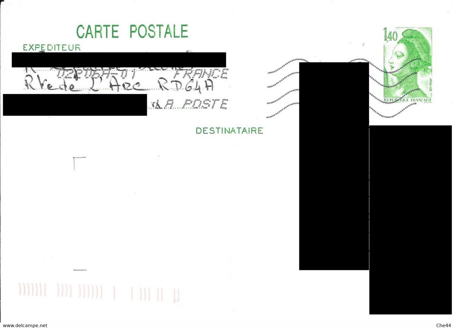 France : Carte Postale : Type Liberté De Gandon. - Storia Postale