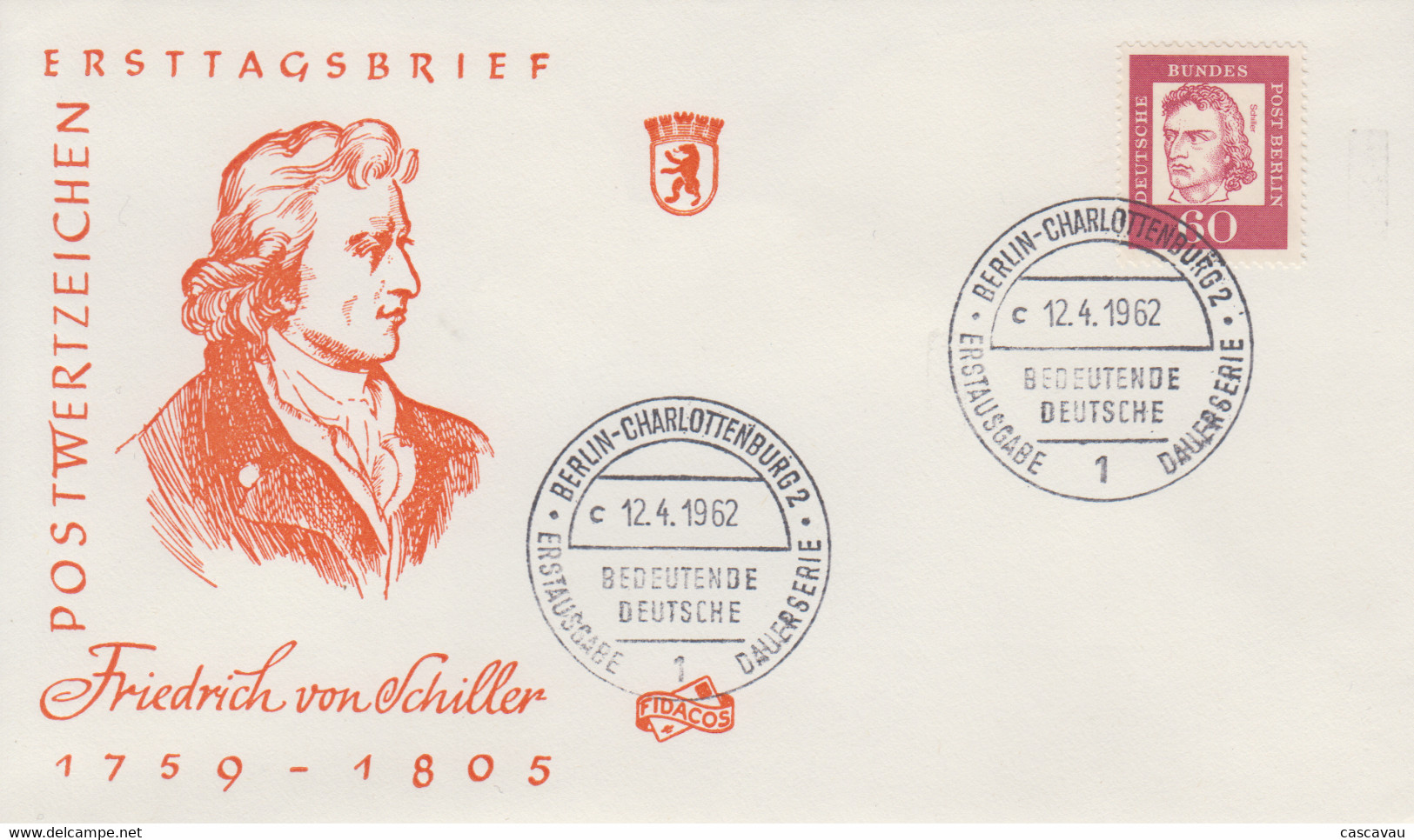 Enveloppe  FDC  1er  Jour  ALLEMAGNE  BERLIN    SCHILLER    1961 - 1948-1970