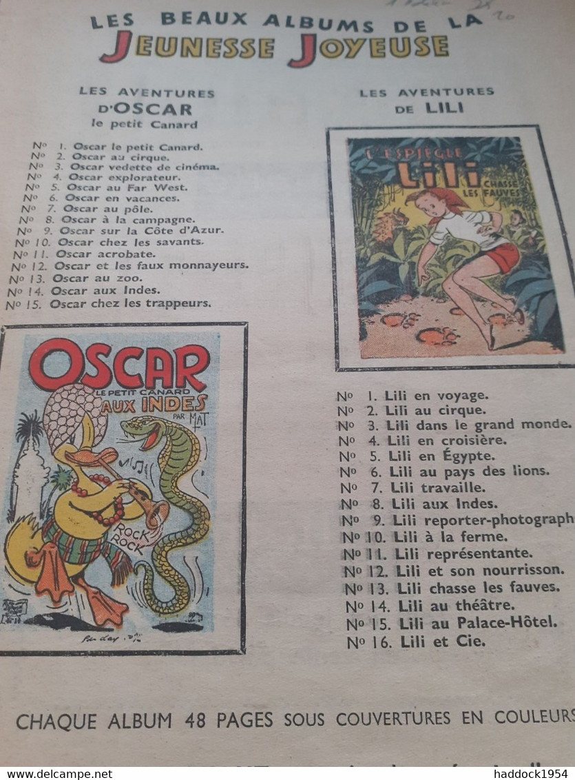 Oscar Le Petit Canard Chez Les Trappeurs MAT Société Parisienne D'édition 1956 - Oscar