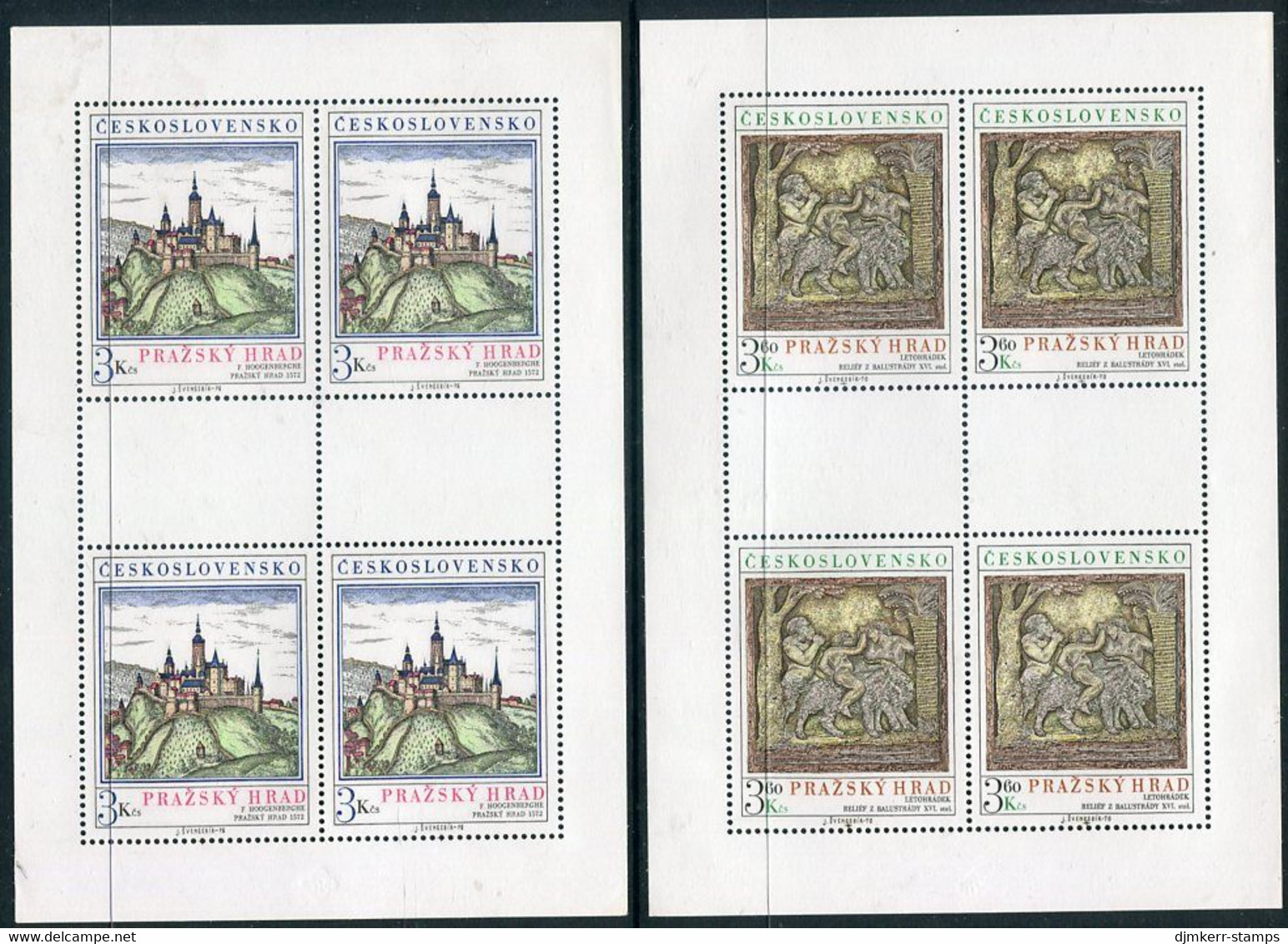 CZECHOSLOVAKIA 1976 Prague Castle In Sheetlets Of 4 MNH / **  Michel 2343-44 Kb - Neufs
