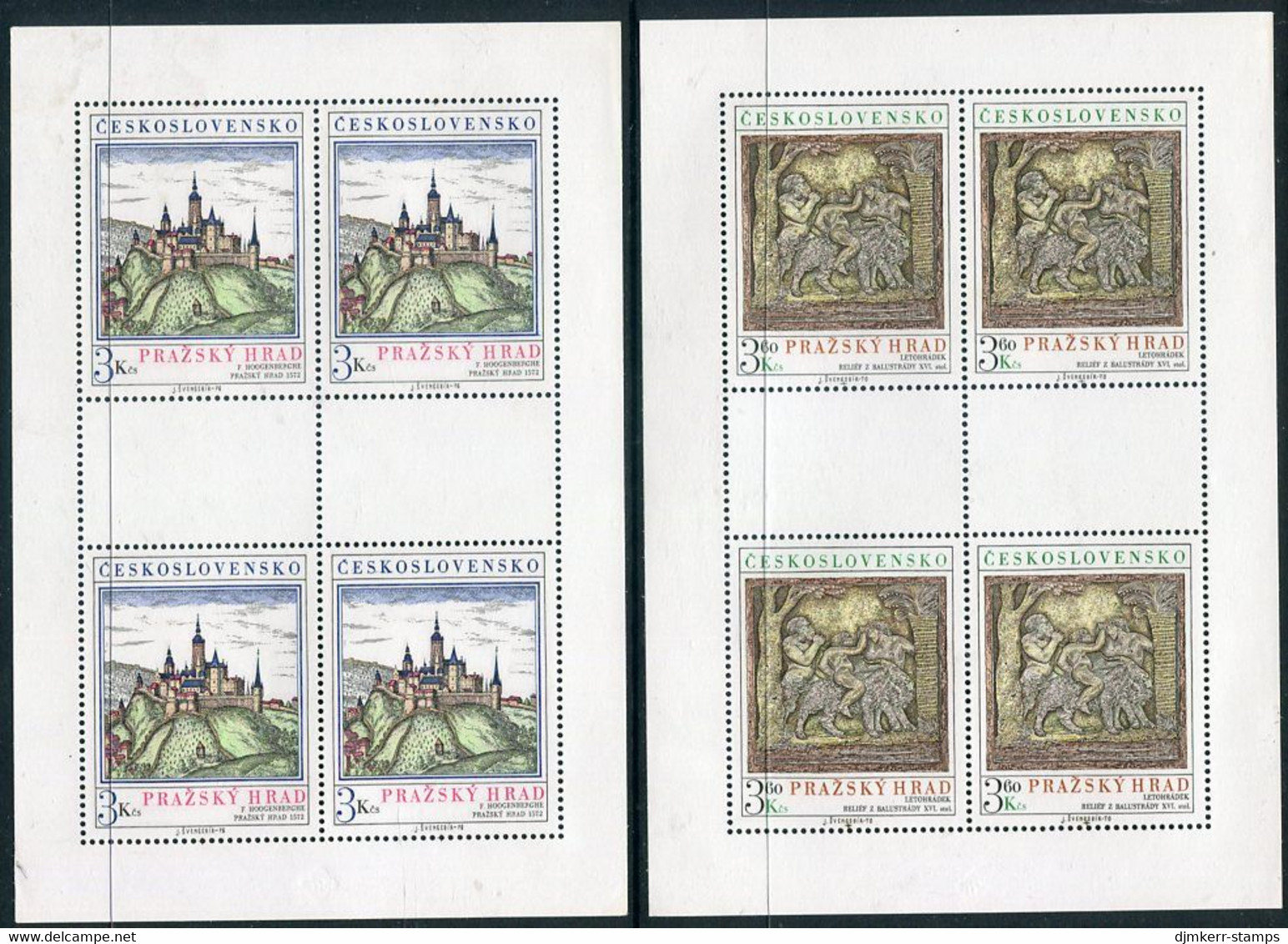 CZECHOSLOVAKIA 1976 Prague Castle In Sheetlets Of 4 MNH / **  Michel 2343-44 Kb - Blokken & Velletjes