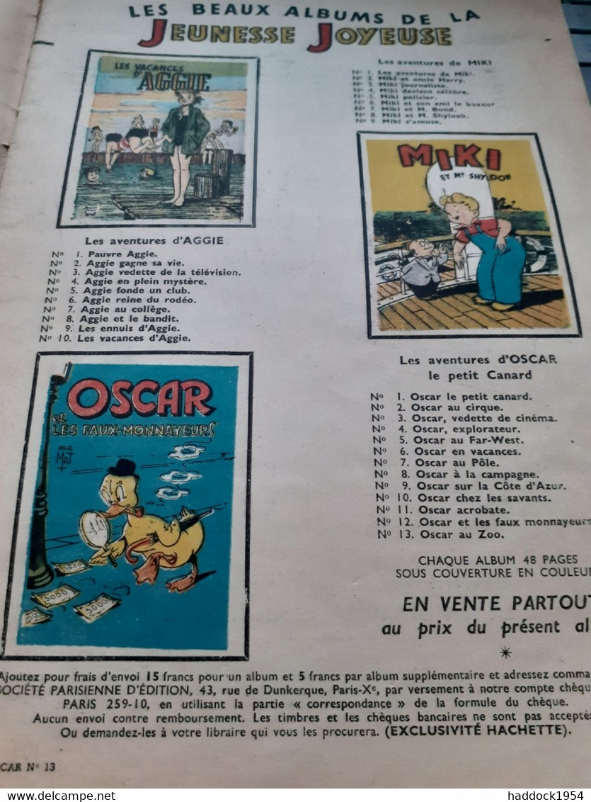 Oscar Le Petit Canard Au Zoo MAT Société Parisienne D'édition 1956 - Oscar