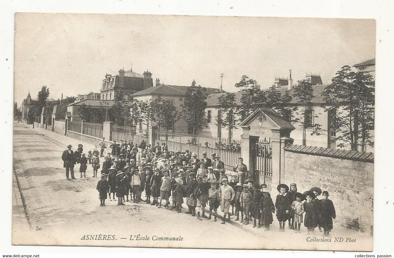 Cp,  L'école Communale , 92 , ASNIERES , Voyagée 1904 - Ecoles