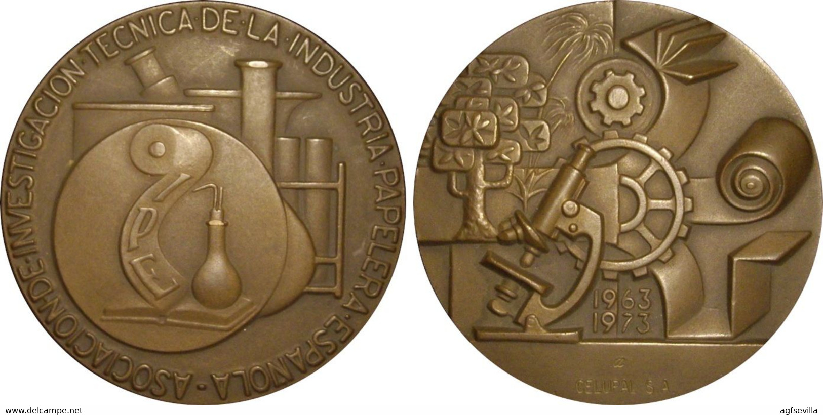 ESPAÑA. MEDALLA F.N.M.T. ASOCIACION DE INVESTIGACION DE LA INDUSTRIA PAPELERA ESPAÑOLA. 1.973. ESPAGNE. SPAIN MEDAL - Professionnels/De Société