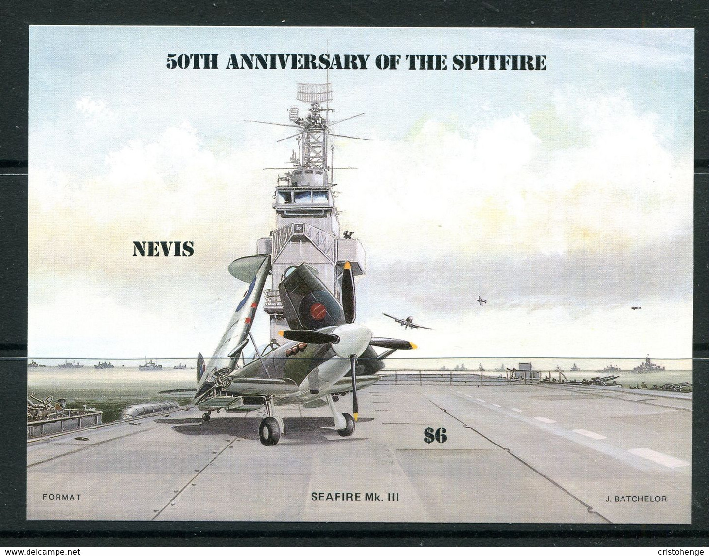 Nevis 1986 50th Anniversary Of The Spitfire - ERROR Imperf. MS MNH (SG MS376 Variety) - St.Kitts-et-Nevis ( 1983-...)