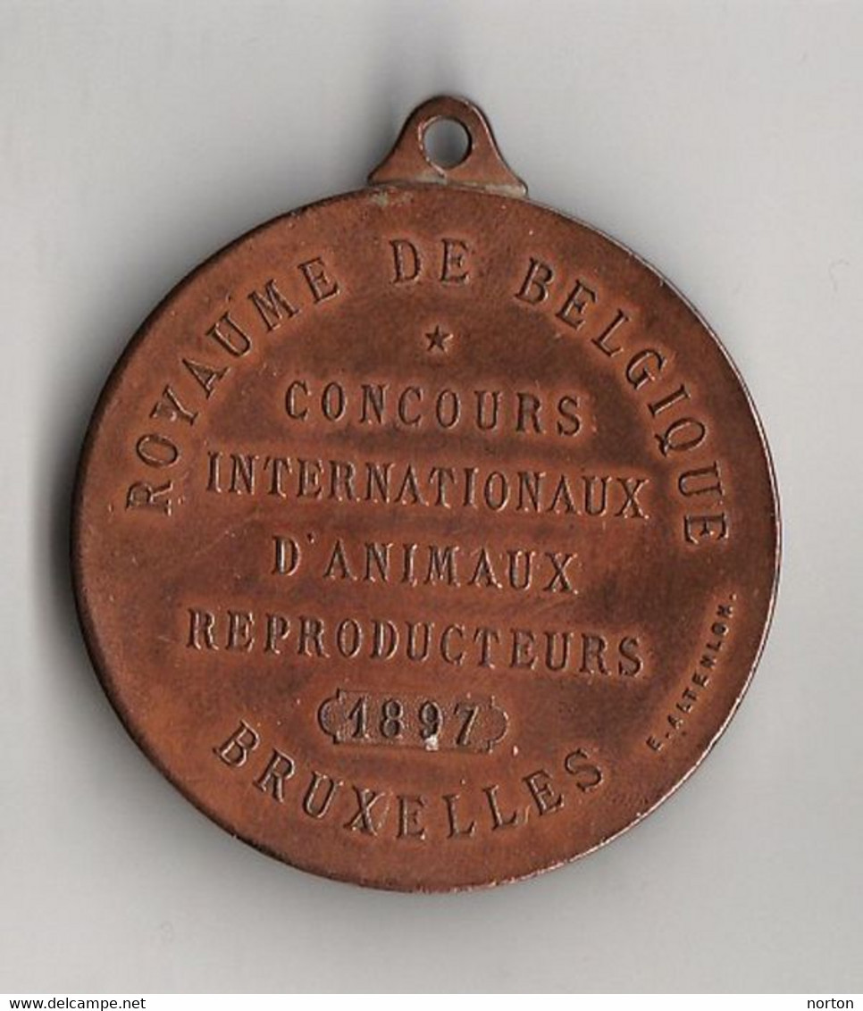 Médaille Léopold II - Concours Internationaux D’animaux Reproducteurs 1897 Par Ch. Würden - Autres & Non Classés